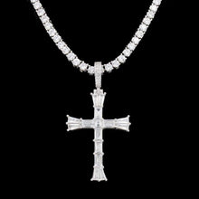 Load image into Gallery viewer, White Gold Baguette Cross
