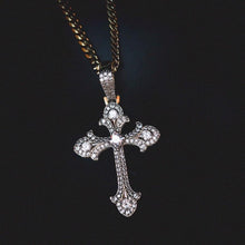 Load image into Gallery viewer, Two-Tone Clustered Infinity Cross in White/Yellow Gold