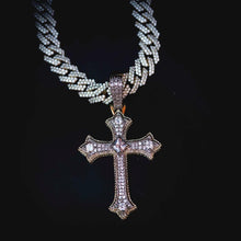 Load image into Gallery viewer, Two-Tone Large Gemstone Cross in White/Yellow Gold