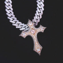 Load image into Gallery viewer, Two-Tone Clustered Diamond Cross in White/Yellow Gold