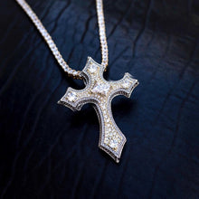 Load image into Gallery viewer, Two-Tone Clustered Diamond Cross in White/Yellow Gold