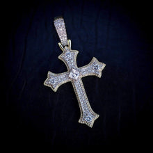 Load image into Gallery viewer, Two-Tone Large Gemstone Cross in White/Yellow Gold