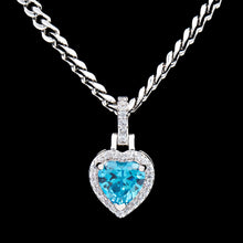 Load image into Gallery viewer, Iced Heart Pendant w/ blue stone
