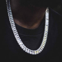 Load image into Gallery viewer, Baguette Tennis Necklace in White Gold
