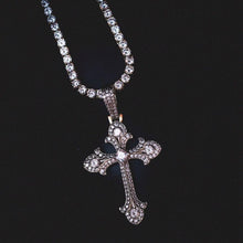 Load image into Gallery viewer, Two-Tone Clustered Infinity Cross in White/Yellow Gold
