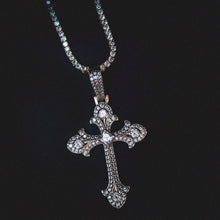 Load image into Gallery viewer, Two-Tone Clustered Infinity Cross in White/Yellow Gold
