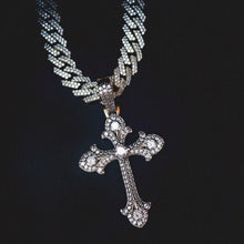 Load image into Gallery viewer, Two-Tone Clustered Infinity Cross in White/Yellow Gold
