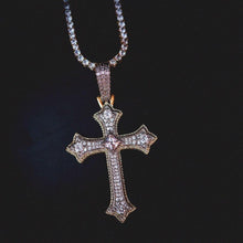 Load image into Gallery viewer, Two-Tone Large Gemstone Cross in White/Yellow Gold
