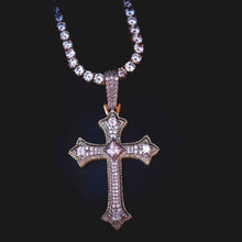 Load image into Gallery viewer, Two-Tone Large Gemstone Cross in White/Yellow Gold
