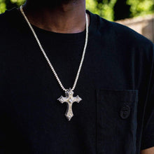 Load image into Gallery viewer, Two-Tone Clustered Diamond Cross in White/Yellow Gold
