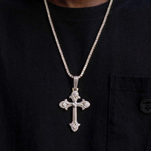 Load image into Gallery viewer, Two-Tone Clustered Infinity Cross in White/Yellow Gold
