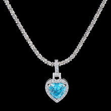 Load image into Gallery viewer, Iced Heart Pendant w/ blue stone
